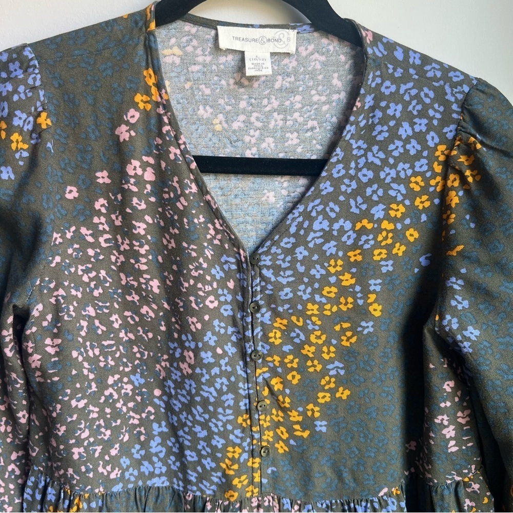 Treasure & Bond Multicolor Floral Dress - Size Large - Picture 5 of 7